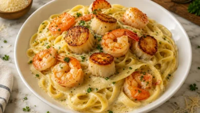 Creamy Shrimp, Lobster and Scallop Alfredo