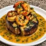 Surf & Turf Steak with Creamy Garlic Shrimp Sauce