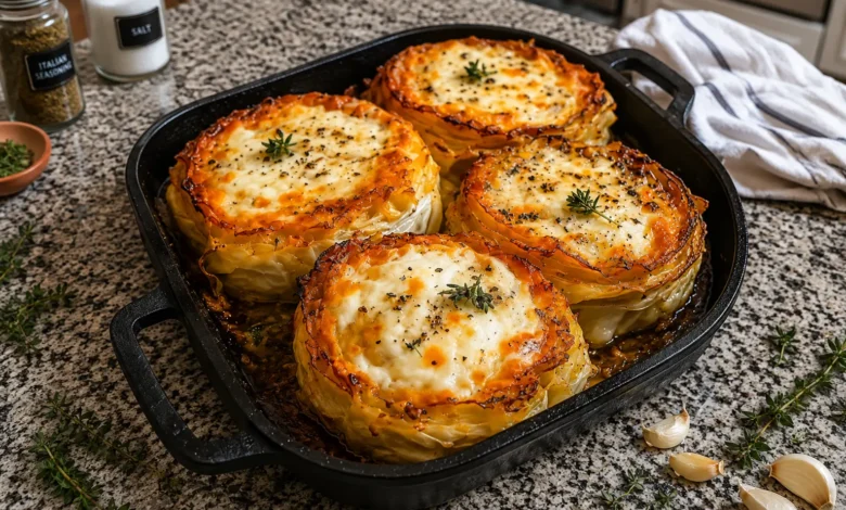 Cheesy Baked Cabbage Steaks