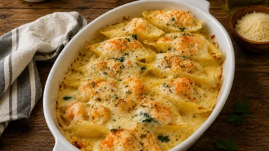 Cheesy Shrimp Alfredo Stuffed Shells