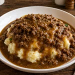 Cozy Hamburger Gravy Over Mashed Potatoes