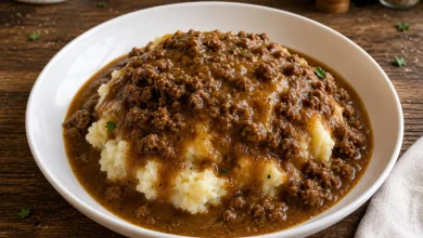 Cozy Hamburger Gravy Over Mashed Potatoes