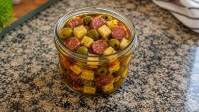 Marinated Feta and Olive Salami Jar