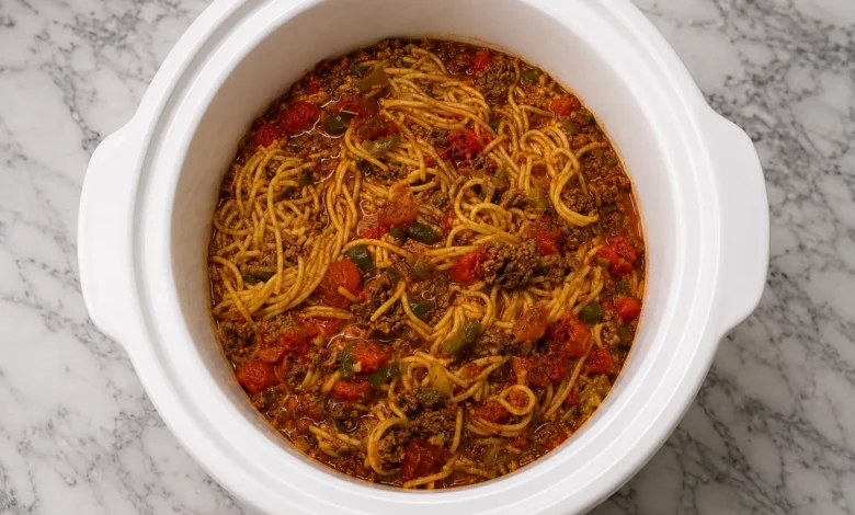 Crockpot Beef Spaghetti