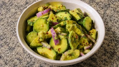 Cucumber Avocado Salad with Chili Lime Dressing