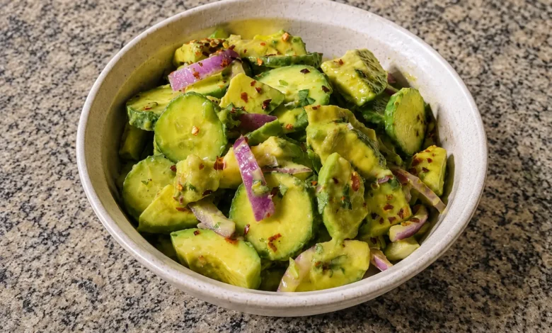 Cucumber Avocado Salad with Chili Lime Dressing