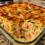 Creamy Garlic Shrimp Lasagna
