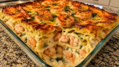 Creamy Garlic Shrimp Lasagna
