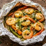 Cheesy Garlic Shrimp & Vegetable Foil Packets
