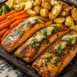 Garlic Butter Salmon and Veggies Sheet Pan
