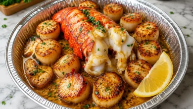 Garlic Butter Lobster and Scallops Bake