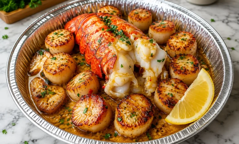 Garlic Butter Lobster and Scallops Bake
