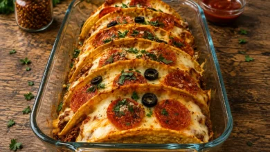 Pizza Tacos with Ground Beef and Pepperoni