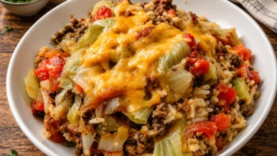 Cheesy Cabbage Beef Casserole