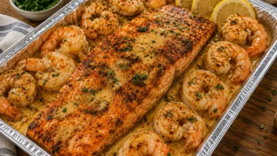 Creamy Garlic Butter Shrimp & Seared Salmon Recipe