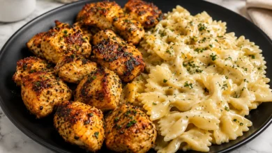 Garlic Butter Chicken Bowties in Italian Herb Cream Sauce