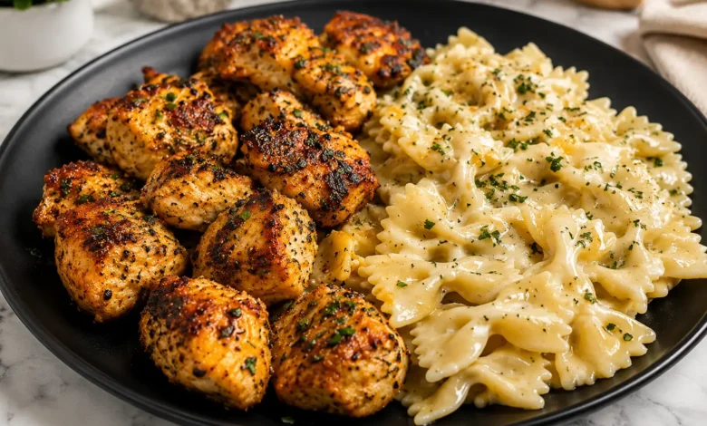 Garlic Butter Chicken Bowties in Italian Herb Cream Sauce