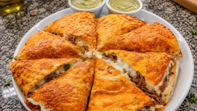 High Protein Cheesy Beef Quesadilla