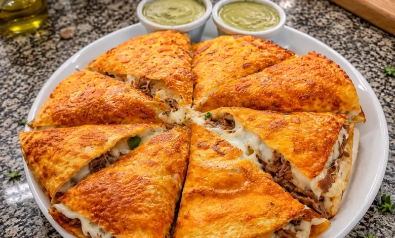 High Protein Cheesy Beef Quesadilla