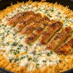 One-Pan Garlic Butter Chicken with Creamy Mozzarella Rice