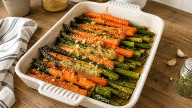 Roasted Carrots and Asparagus with Parmesan