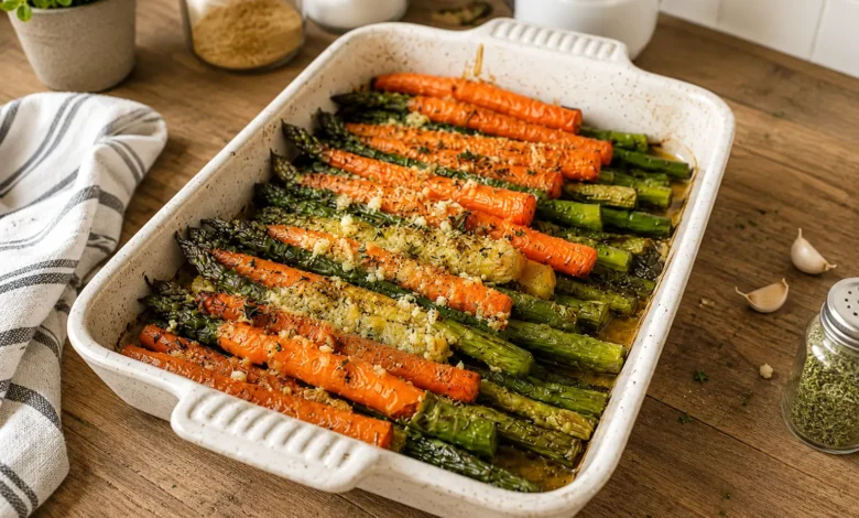 Roasted Carrots and Asparagus with Parmesan