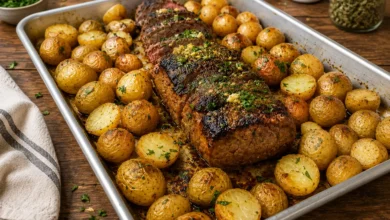 Sheet Pan Garlic Butter Steak and Potatoes