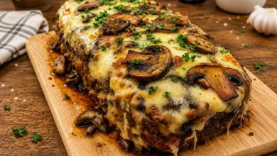 Swiss Mushroom Glazed Meatloaf