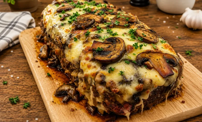 Swiss Mushroom Glazed Meatloaf