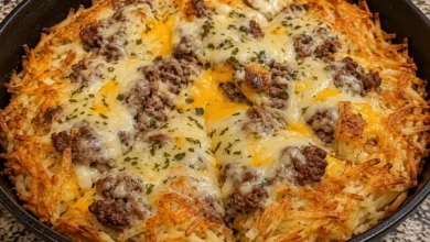 Beef Onion Gravy Hash Brown Pie