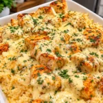 Creamy Garlic Chicken Rice with Cheddar, Mozzarella and Parmesan