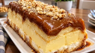 Layered Caramel Custard Cake