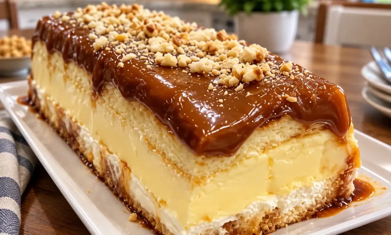 Layered Caramel Custard Cake