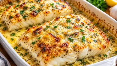Baked Cod with Garlic-Parmesan Mayo Crust