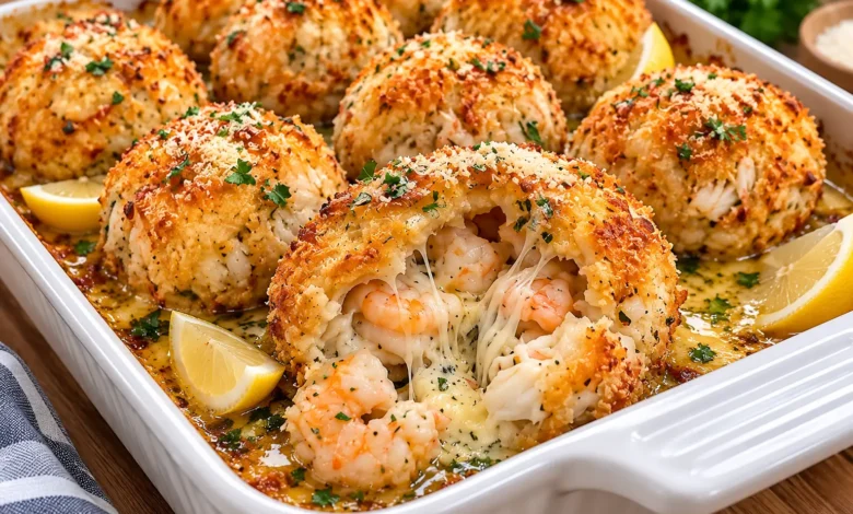 Cheesy Garlic Butter Crab and Shrimp Bombs