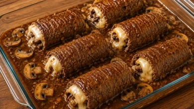 Cheesy Mushroom Beef Rolls
