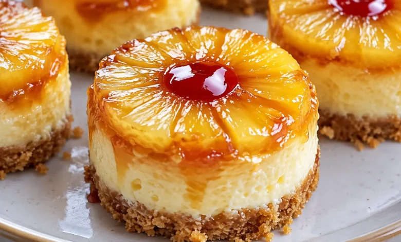 Mini Pineapple Upside Down Cheesecakes – Easy Tropical Dessert