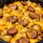 Crockpot Cheesy Potatoes & Beef Kielbasa