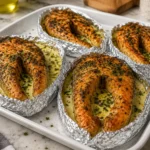 Creamy Garlic Herb Salmon Steak Foil Packs