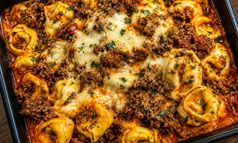 Garlic Butter Beef Tortellini in Creamy Sun-Dried Tomato Parmesan