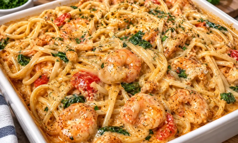Seafood Pasta with Crawfish Crab and Shrimp