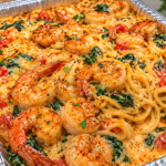 Creamy Cajun Shrimp & Spinach Pasta Bake