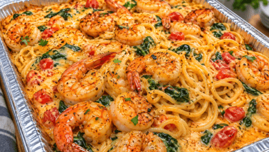 Creamy Cajun Shrimp & Spinach Pasta Bake