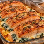 Brown Sugar Glazed Stuffed Salmon