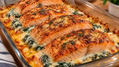 Brown Sugar Glazed Stuffed Salmon