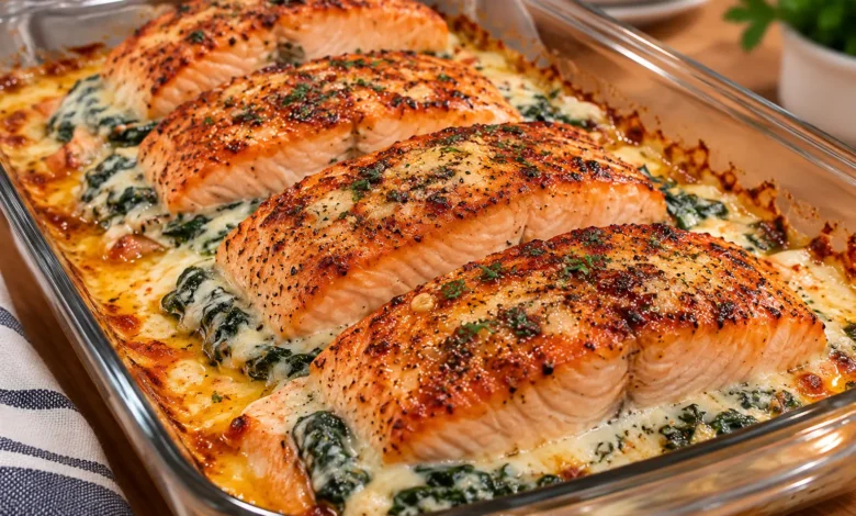Brown Sugar Glazed Stuffed Salmon