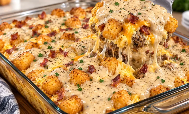 Loaded Tater Tot Breakfast Casserole