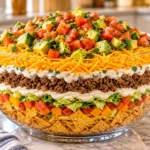 Loaded Layered Fiesta Taco Salad Trifle Bowl