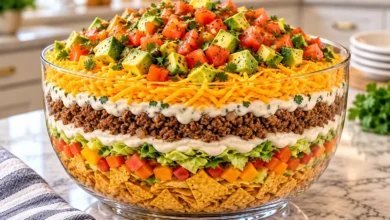 Loaded Layered Fiesta Taco Salad Trifle Bowl