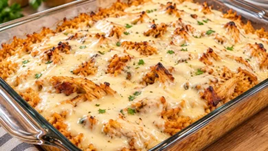 Creamy Queso Chicken and Rice Casserole